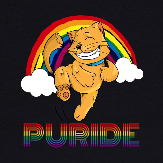 Puride Funny Cat Gay Pride Shirt for LGBTQ Community by PowderShot